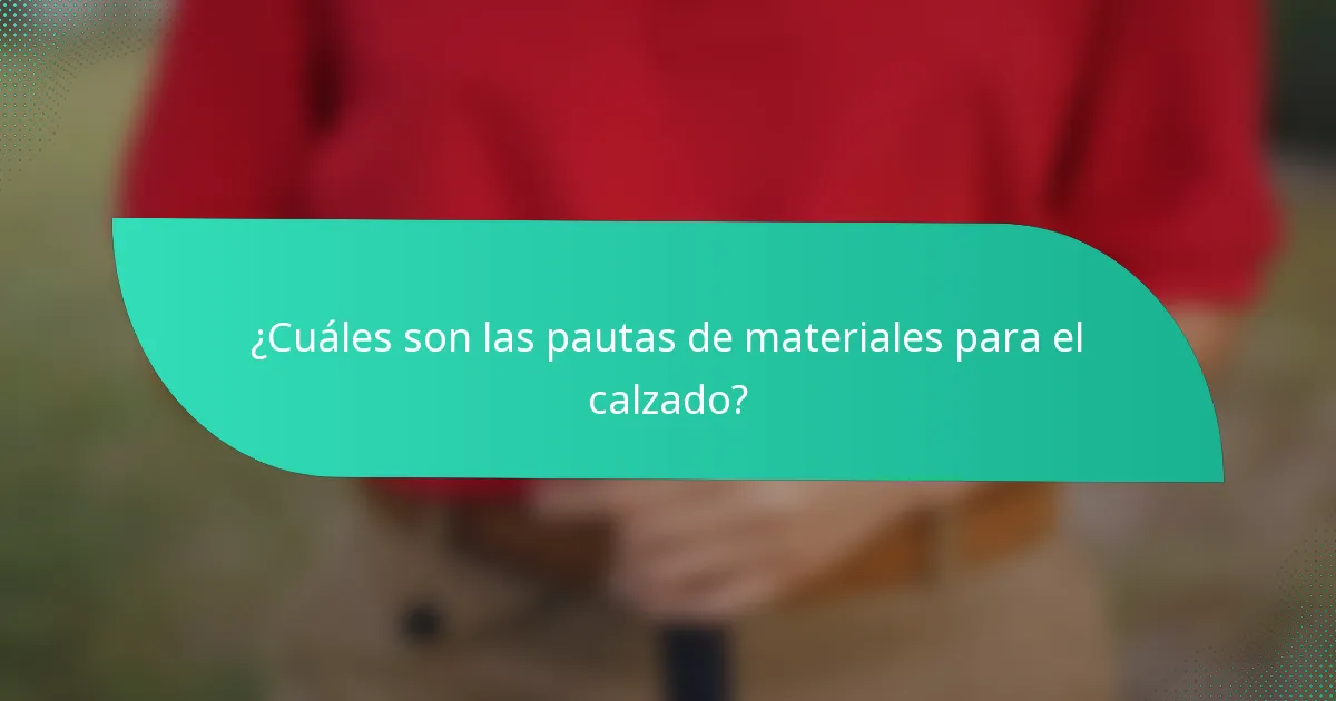 ¿Cuáles son las pautas de materiales para el calzado?