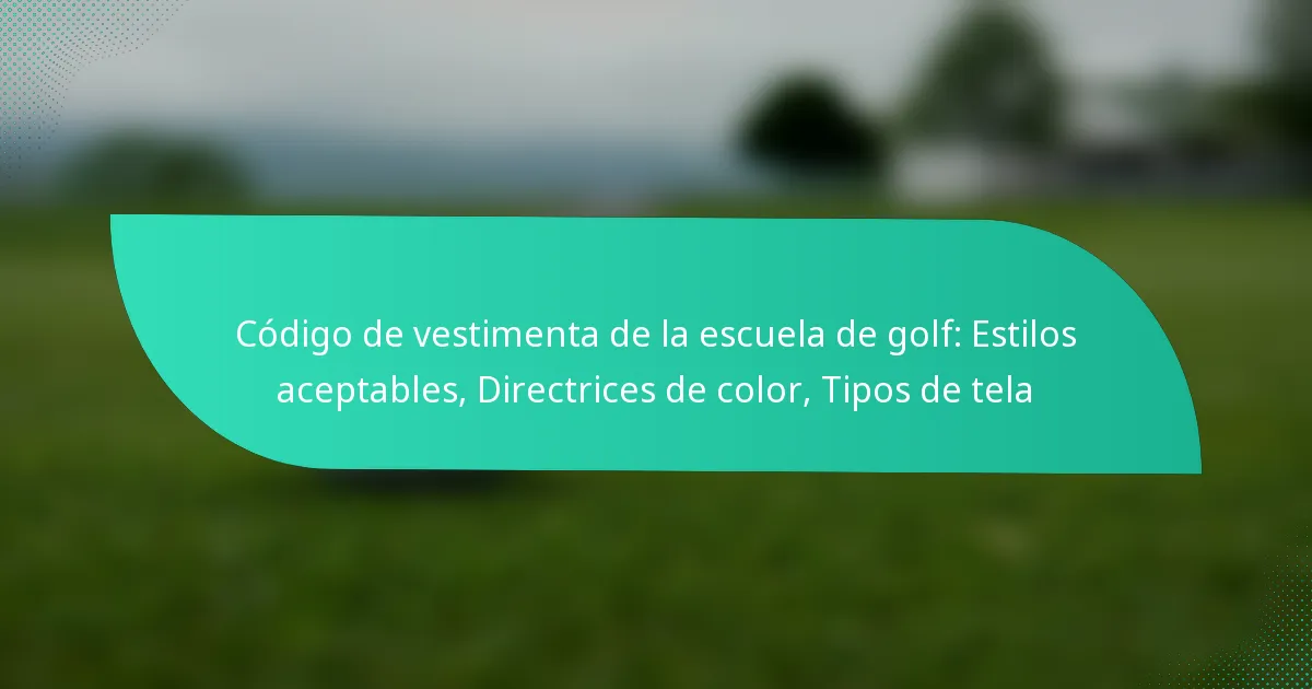 Código de vestimenta de la escuela de golf: Estilos aceptables, Directrices de color, Tipos de tela