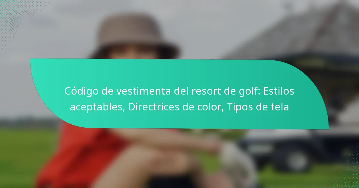 Código de vestimenta del resort de golf: Estilos aceptables, Directrices de color, Tipos de tela