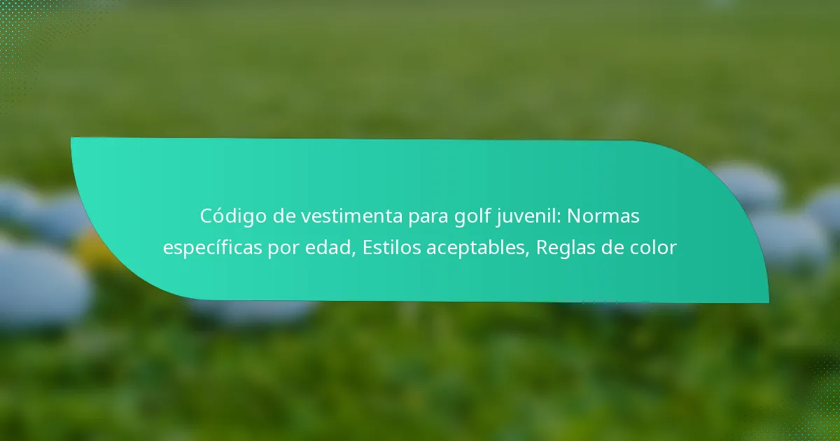 Código de vestimenta para golf juvenil: Normas específicas por edad, Estilos aceptables, Reglas de color