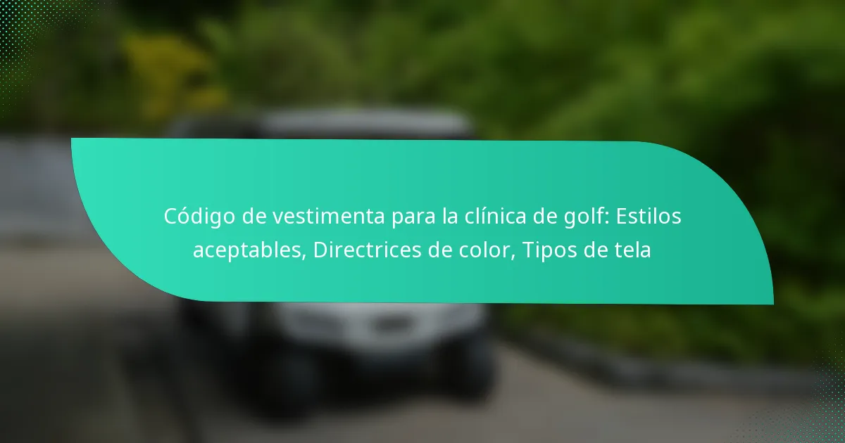 Código de vestimenta para la clínica de golf: Estilos aceptables, Directrices de color, Tipos de tela