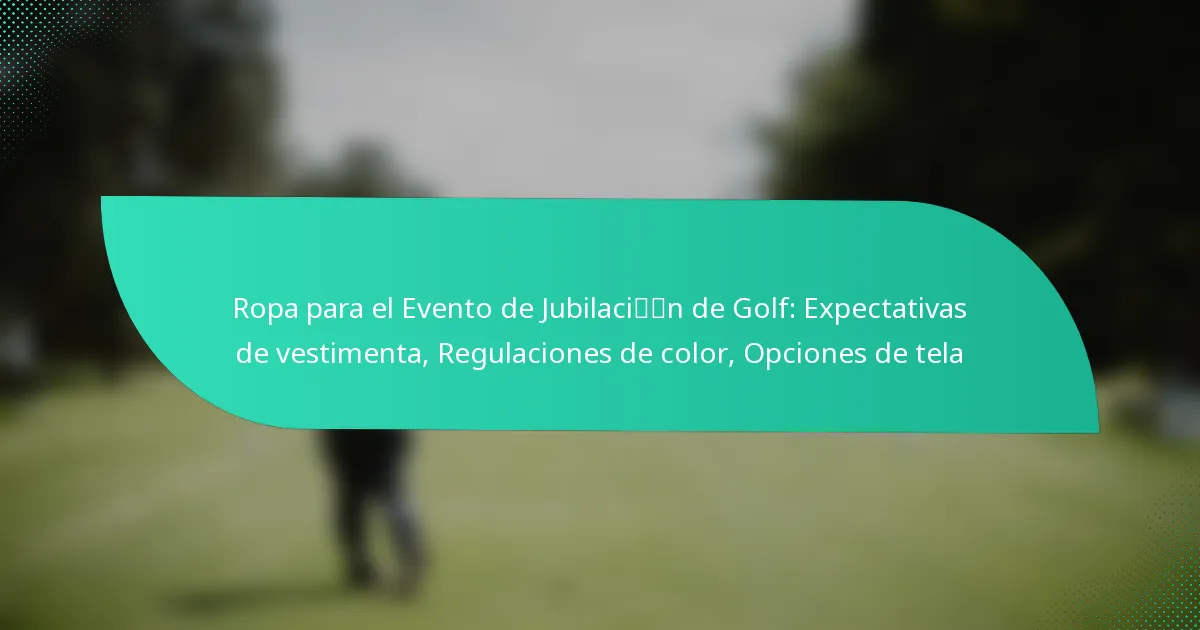 Ropa para el Evento de Jubilación de Golf: Expectativas de vestimenta, Regulaciones de color, Opciones de tela