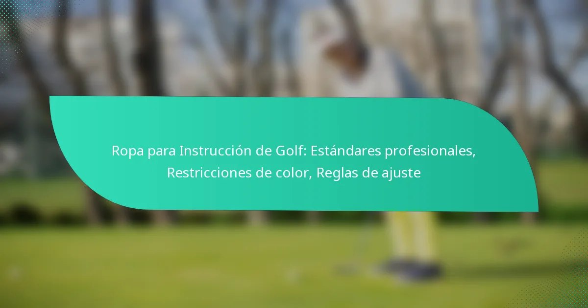 Ropa para Instrucción de Golf: Estándares profesionales, Restricciones de color, Reglas de ajuste