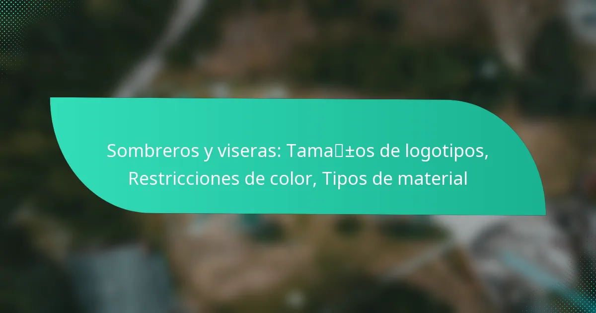 Sombreros y viseras: Tamaños de logotipos, Restricciones de color, Tipos de material