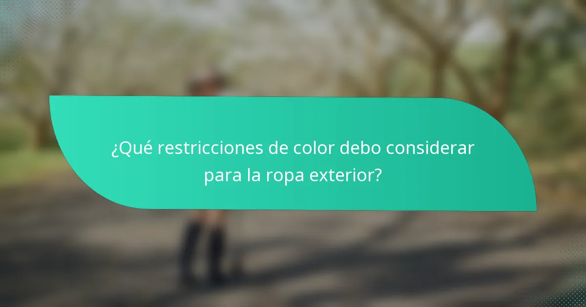 ¿Qué restricciones de color debo considerar para la ropa exterior?